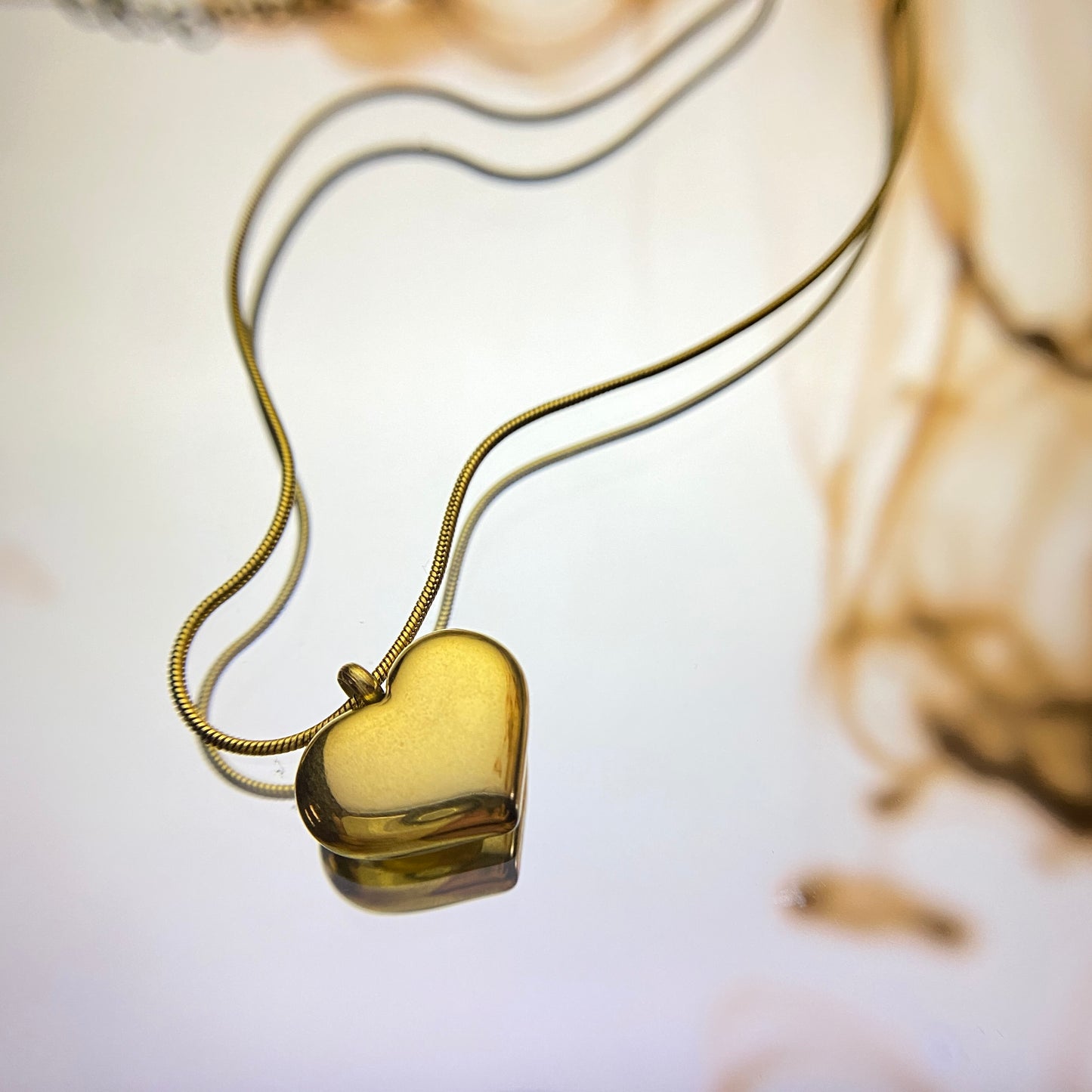 Closeup View of Heart of Gold Necklace