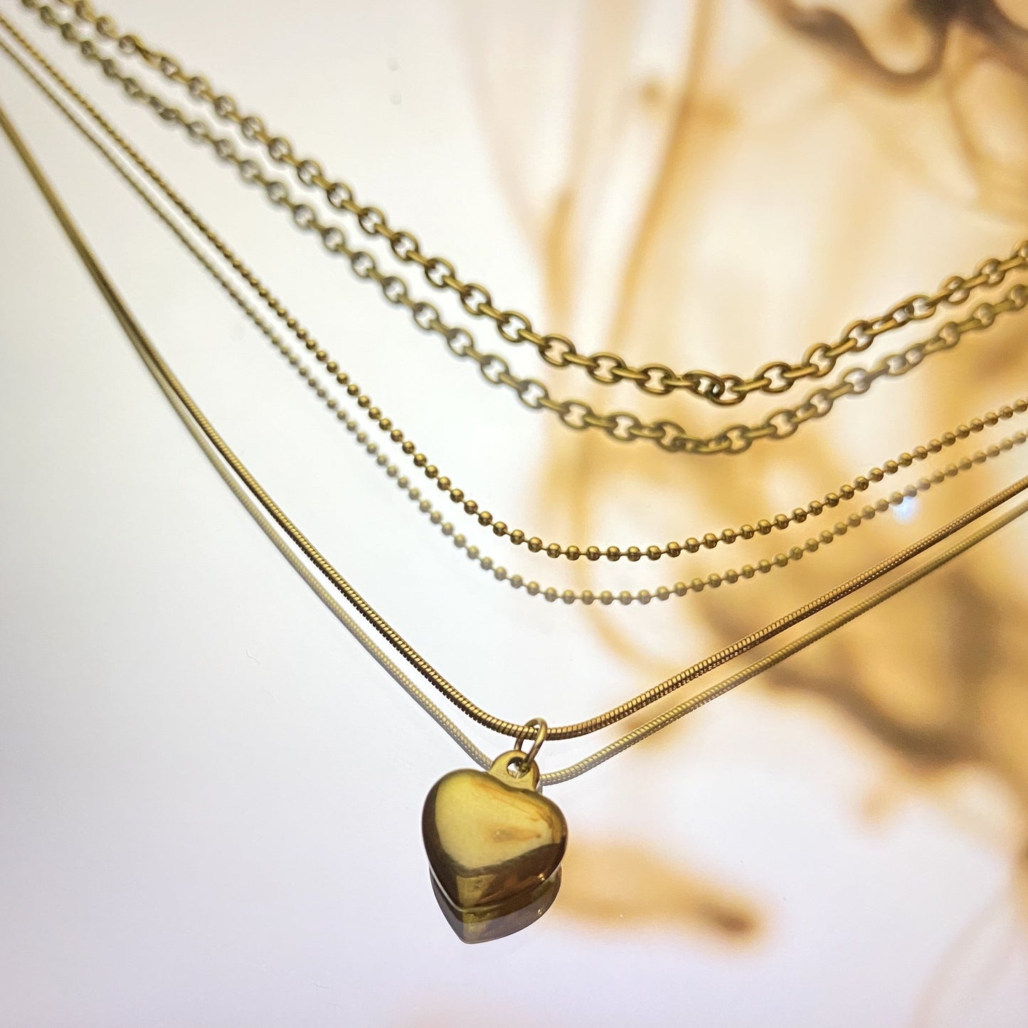 Front view of Heartstring Layered Necklace