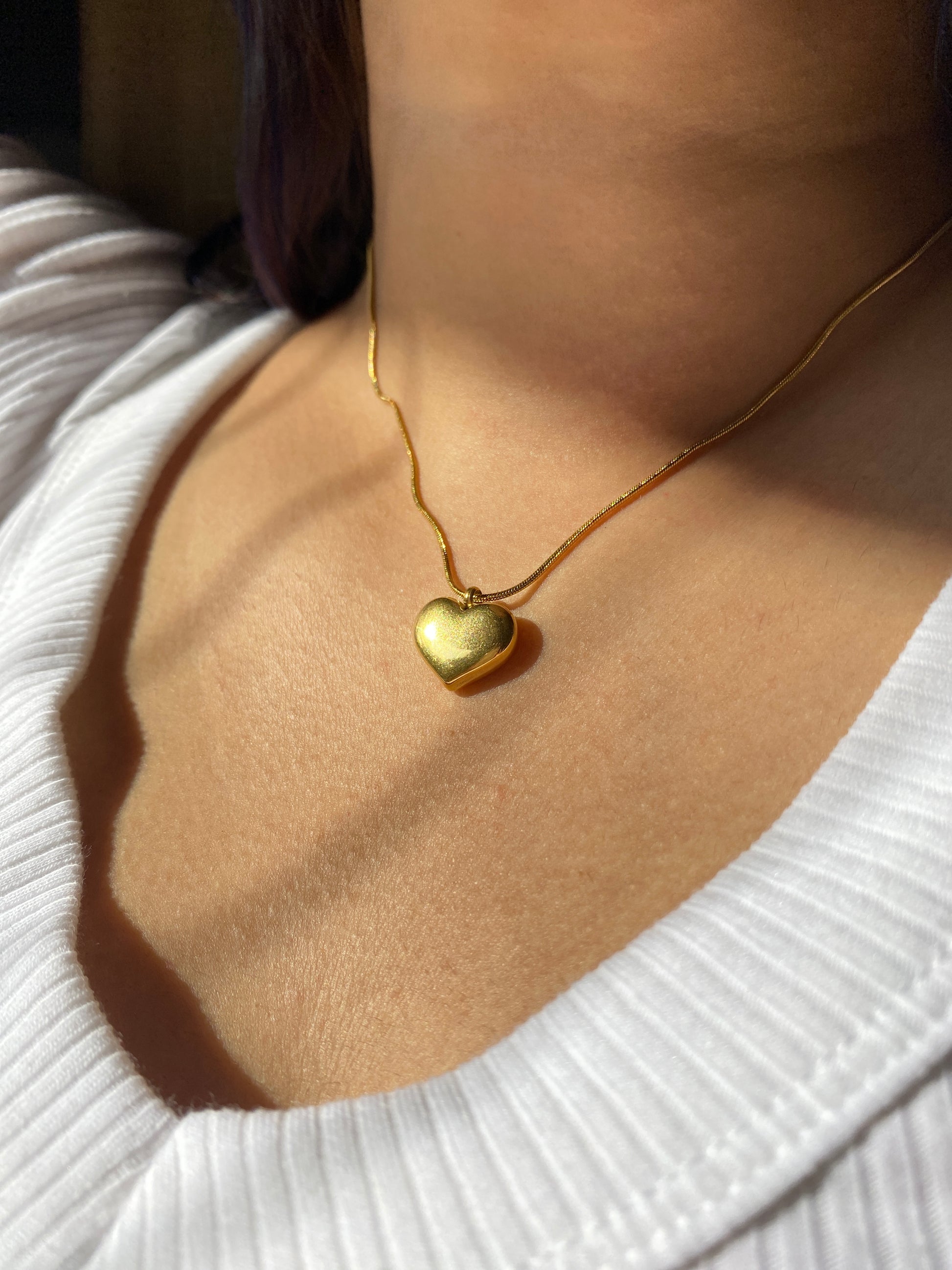 Neck view of Heart of Gold  Necklace