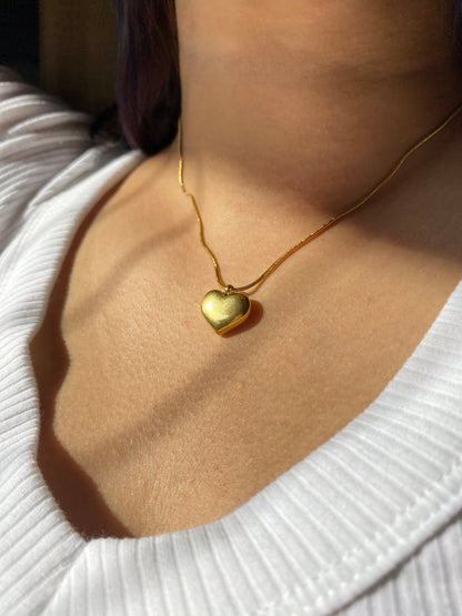Neck view of Heart of Gold  Necklace