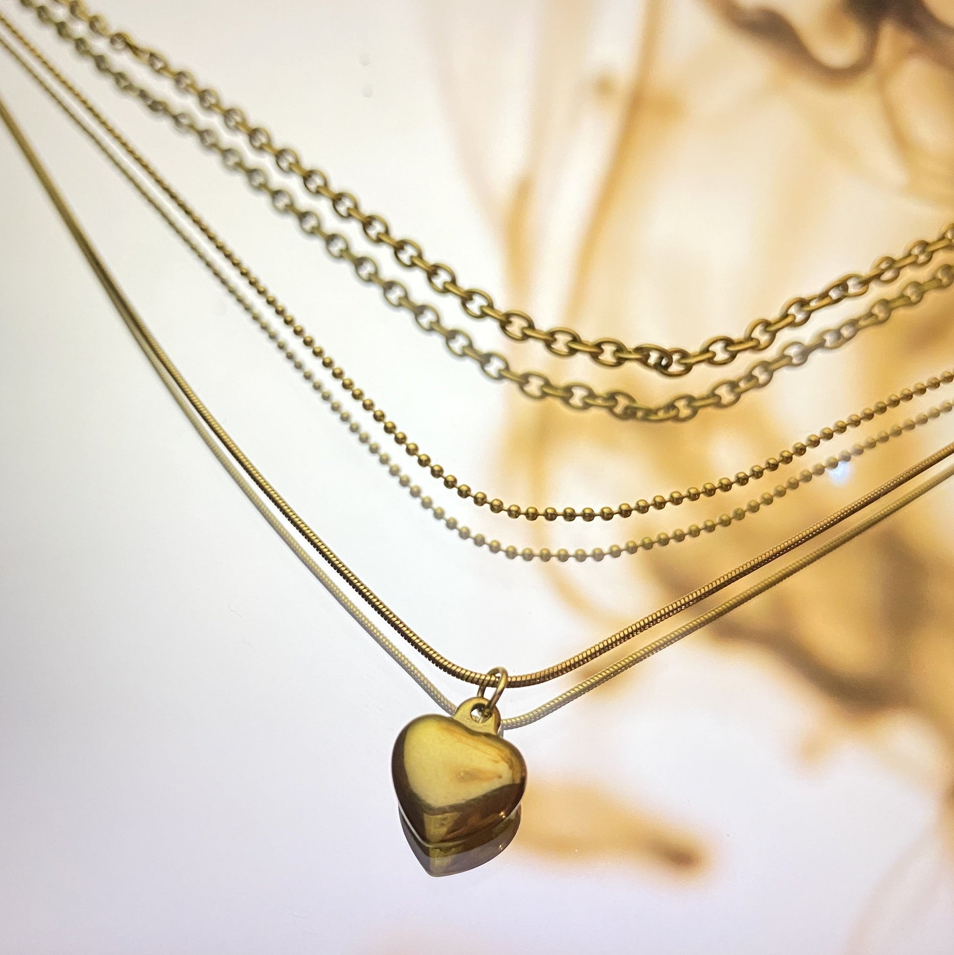 Front view of Heartstring Layered Necklace