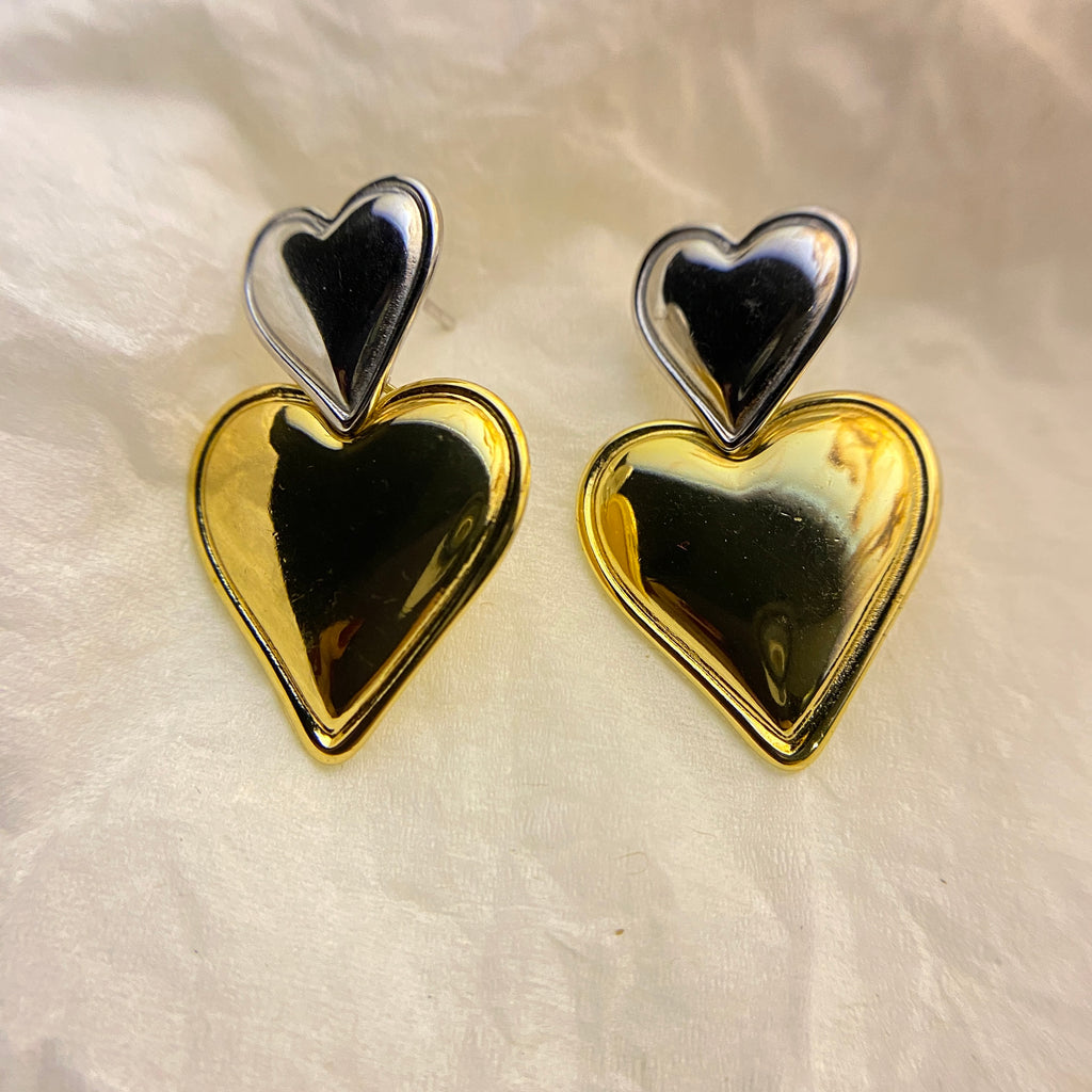 Duo Heart Drop Earrings
