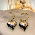 Dual Tone Heart Drop Earrings